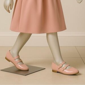 Cat & Jack Pink Double Strap Pink Flats | Size 2 | Vegan | New With Tags